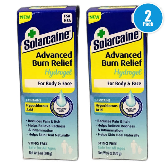Solarcaine Advanced Burn Relief Hydrogel 6oz Sunburn Exp 01/28 Pack of 2 New