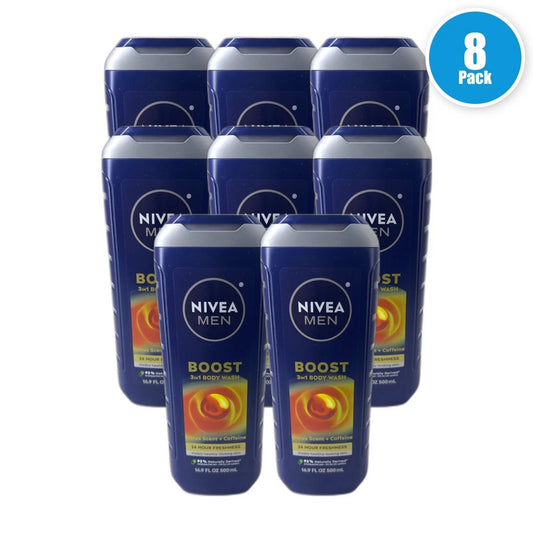 Nivea Men Body Wash Sport Boost Active Clean Maximum Hydration Pack of 8 New