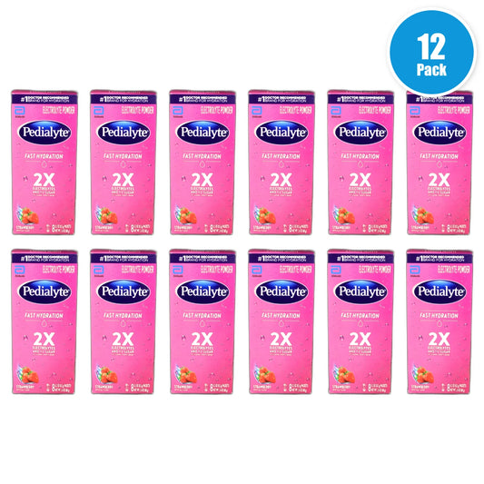 Pedialyte Fast Hydration Electrolyte Powder Strawberry Exp 12/26 Pack of 12 New