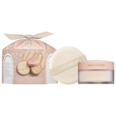 2 Pack Laura Mercier Translucent Setting Powder & Puff Gift Set Honey Tone New 6