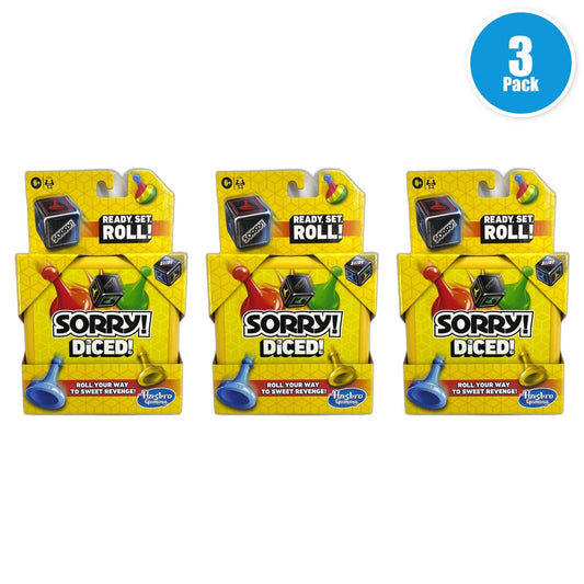 Hasbro Gaming Sorry Diced Travel Portable Family Board Game 2-4 Pack of 3 New