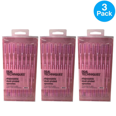 Real Techniques Disposable Dual-Ended Spoolies Brow Tools 45 Count 3 Pack New