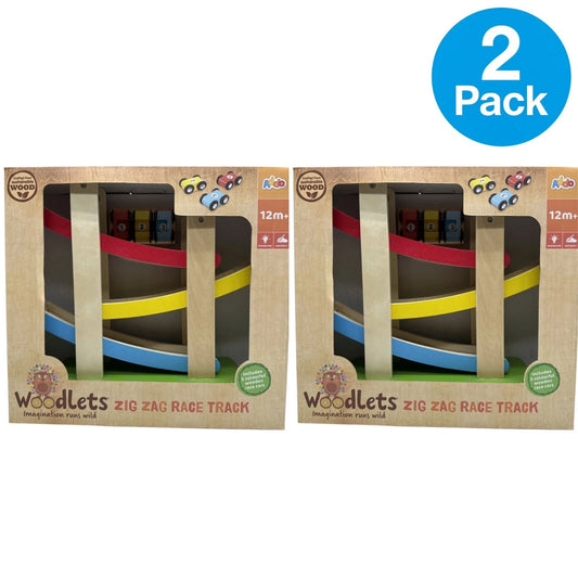 Woodlets Zig Zag Race Track Wooden Toy Set 2 Pack New