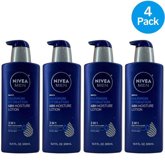 Nivea Men Maximum Hydration Lotion 16.9 Oz 4 Pack New