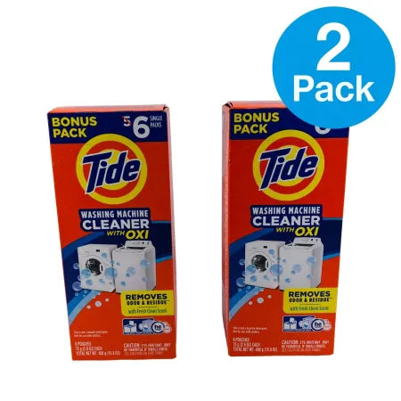 Tide Washing Machine Cleaner with Oxi 6 pouches bonus pack 2 pack bundle product image