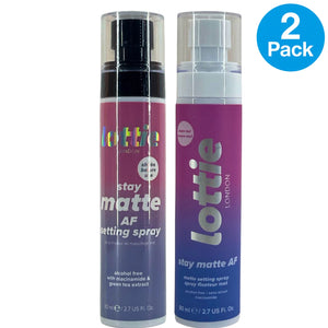 Lottie London Stay Matte AF Setting Spray Alcohol Free Niacinamide 2.7 oz 2 Pack