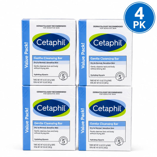 Cetaphil Gentle Cleansing Bar for Dry to Normal Sensitive Skin 4.5 oz 3 Ct 4 Pk