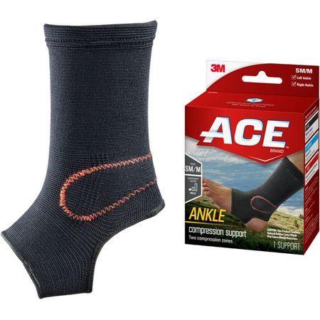 ACE Compression Ankle Support, Black, Small/Medium