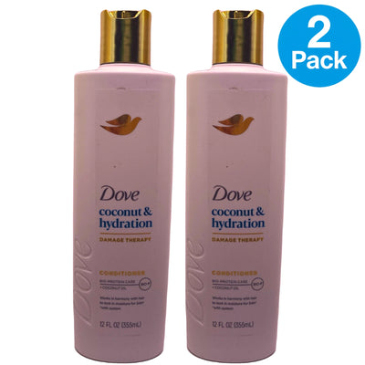 Dove Coconut & Hydration Conditioner Bio-Protein Care + Coconut Oil 12 oz 2 Pack