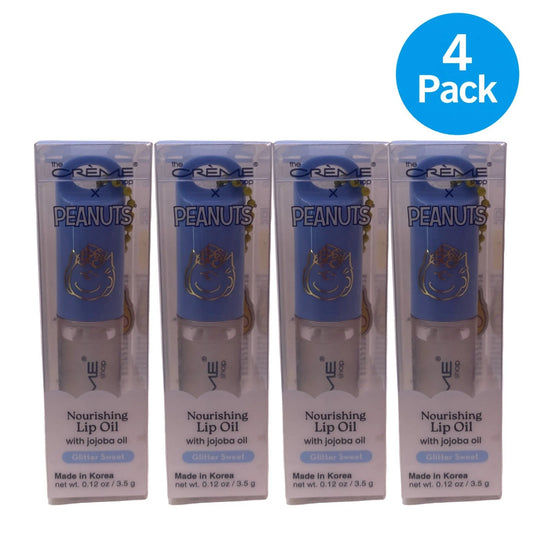 The Crème Shop x Peanuts Nourishing Lip Oil Glitter Sweet 0.12 oz 4 Pack New