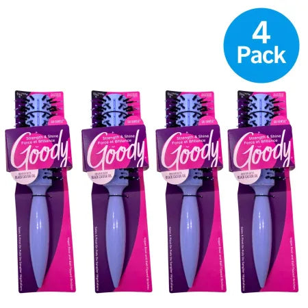 Goody Strength & Shine Round Brush Black Castor Oil Infused Vented 4-Pack Set