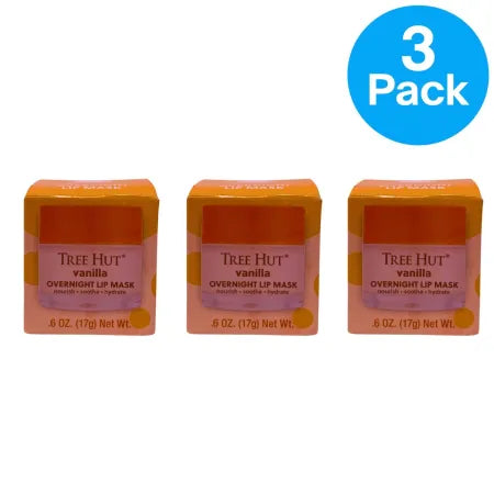 Tree Hut Vanilla Overnight Lip Mask 0.6 oz 3-Pack New
