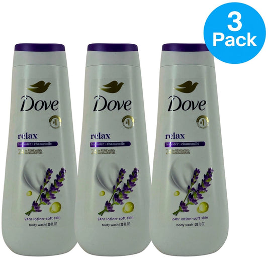 Dove Relax Lavender + Chamomile Body Wash 20 OZ 3 Pack New