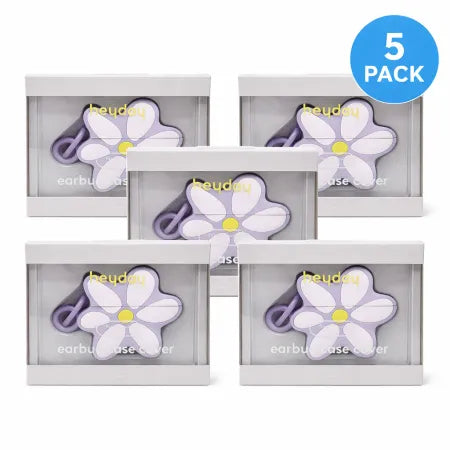 heyday Earbud Case Cover Silicone Daisy Flower Lavender 5 Pack protective cases