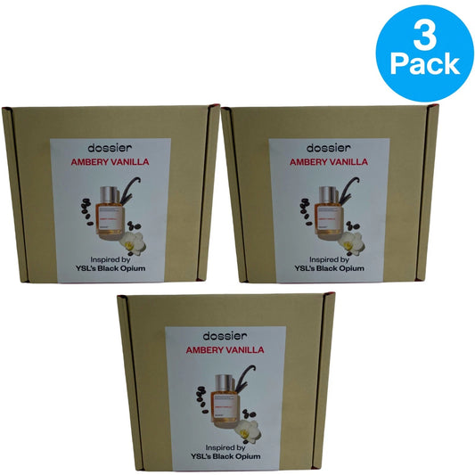 Dossier Ambery Vanilla Eau de Parfum Spray 50ml 1.7 oz 3 Pack New