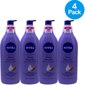NIVEA Shea Nourish Body Lotion Hyaluronic Acid Shea Butter 16.9fl oz 4 Pack New