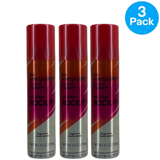 Designer Imposters Rock It Fragrance Body Spray 2.5 Oz 3 Pack New