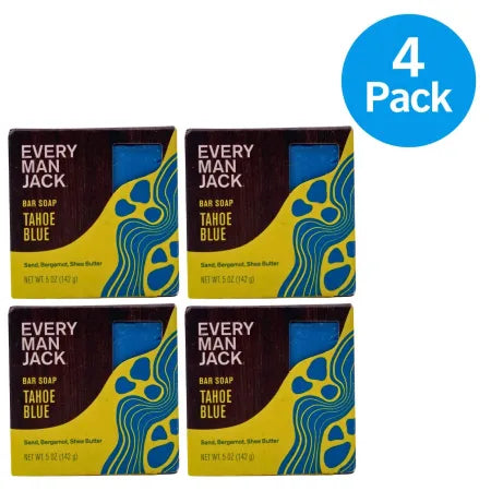 Every Man Jack Tahoe Blue Cold Plunge exfoliating bar soap 5oz 4 pack set for men
