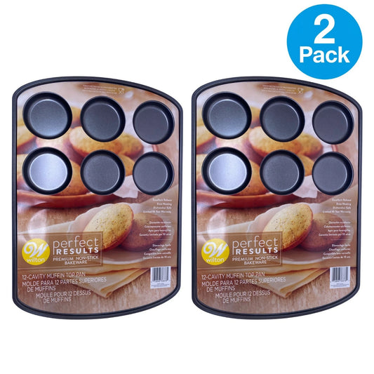 Wilton 12-Cavity Muffin Top Pan Nonstick 2 Pack Set for Baking