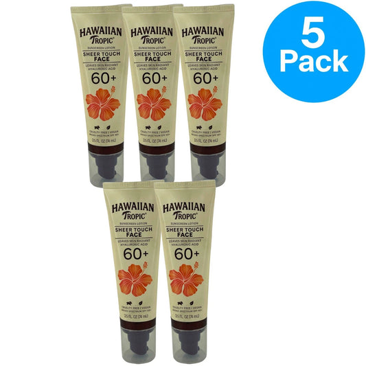 Hawaiian Tropic Sheer Touch Face Sunscreen Lotion SPF 60+ 8oz 5 Pack New