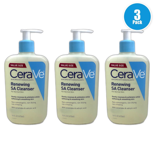 CeraVe Renewing SA Cleanser Value Size 16oz Normal Skin Pack of 3 New