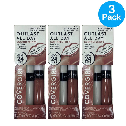 CoverGirl Outlast All-Day Custom Nudes Lip Color 930 3 Pack New