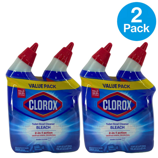 Clorox Toilet Bowl Cleaner Bleach Rain Clean 24 oz Twin Value Pack 2 Pack New
