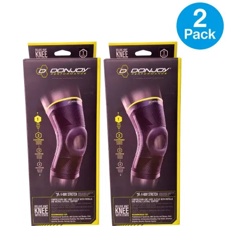 DonJoy Performance Deluxe Knit Knee Sleeve Patella Support in Small, 2-pack package front view