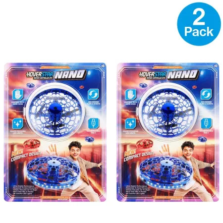 HoverStar Nano Motion Control UFO Drone with LED lights, rechargeable battery, 2-pack set