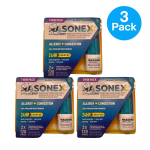 Nasonex 24HR Allergy Nasal Spray Twin Pack 120 Sprays 3 Pack New