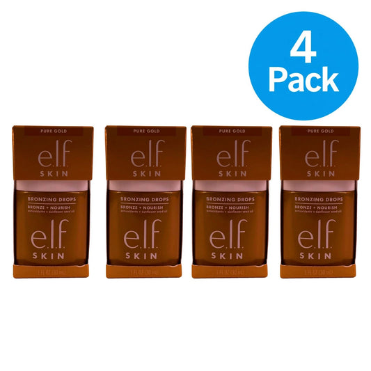 E.l.f. SKIN Bronzing Drops Pure Gold Bronze + Nourish Serum 1 fl oz 4 pack bundle product image
