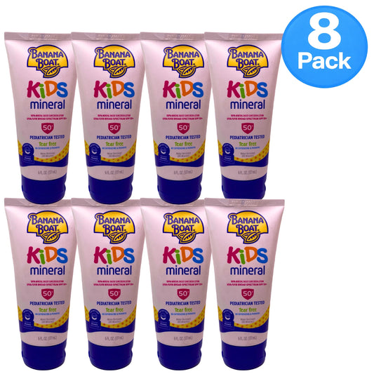 Banana Boat Kids Mineral Sunscreen Lotion SPF 50+ 6 fl oz 8 Pack New 07/27