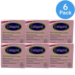 Cetaphil Rich Hydrating Cream Hyaluronic Acid Vitamins E & C 1.7oz 6 Pack New