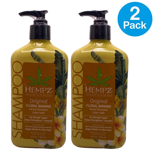 Hempz Original Floral Banana Herbal Shampoo 17 fl oz bottle 2-pack set