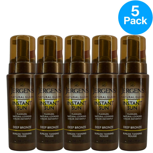 Jergens Natural Glow Instant Sun Sunless Tanning Mousse Deep Bronze 6fl oz 5 Pac