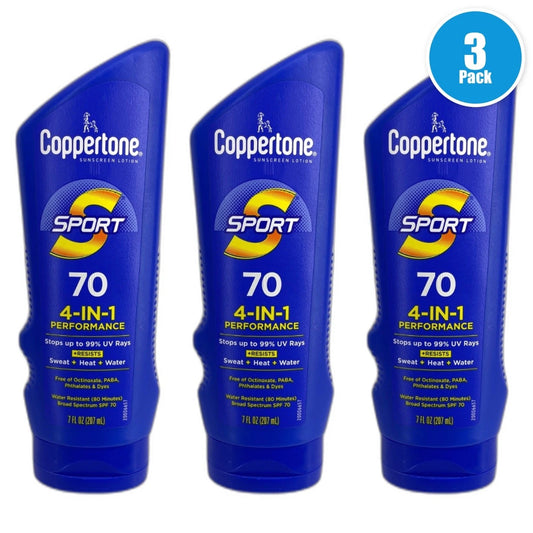 Coppertone Sport Sunscreen Lotion SPF 70 Broad Spectrum Exp 04/27 Pack of 3 New