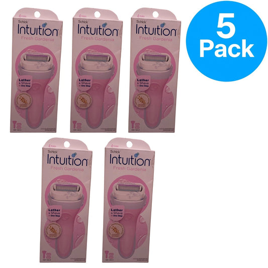Schick Intuition Fresh Gardenia Lather & Shave In One Step 5 Pack Bundle New