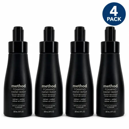 Method Foaming Hand Wash Vetiver + Amber Plant-Based Cleansers 10 fl oz 4 Pack