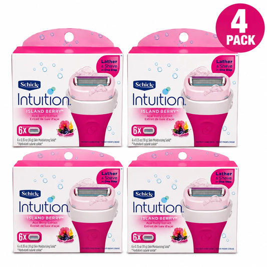 Schick Intuition Island Berry Razor Blade Refills with Açai Berry Extract 4 Pack