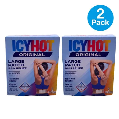 Icy Hot Original Large Pain Relief Patches 5 Count 2 Pack box