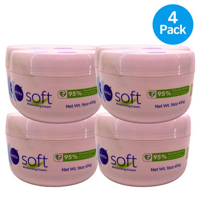 NIVEA Soft Refreshingly Soft Moisturizing Cream 16 oz 4 Pack New