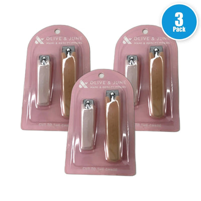 Olive & June Nail Clipper Set Flat-Edge Manis Grooming Tool Pack of 3 New