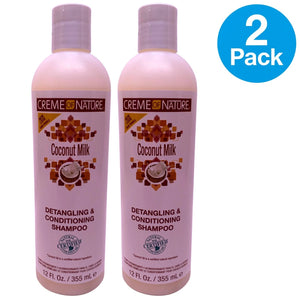 Creme of Nature Coconut Milk Detangling & Conditioning Shampoo 12oz 2 Pack New