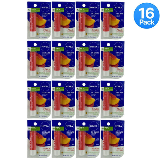 NIVEA Peach Tinted Lip Balm 0.17 oz 16 Pack New