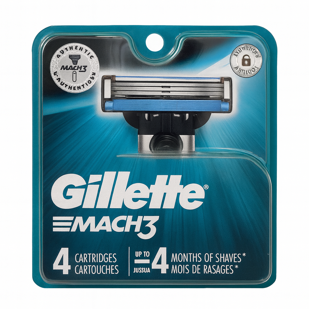 Gillette Mach3 Razor Cartridges 4 Count - 1 Pack New