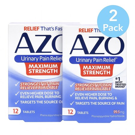 AZO Urinary Pain Relief Maximum Strength 12 Tablets 2 Pack Exp 02/2027 New