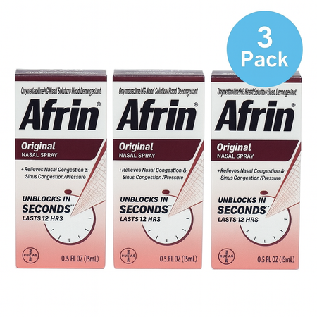 Afrin Original Nasal Spray 15mL 3 Pack EXP 9/2026 New