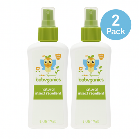 Babyganics Natural Insect Repellent 6oz bottle 2 pack set for baby and family protection