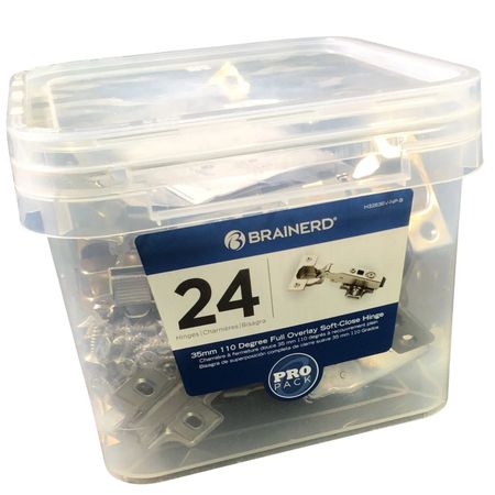 Brainerd 35mm 110° Full Overlay Soft-Close Hinges 24 ct – New