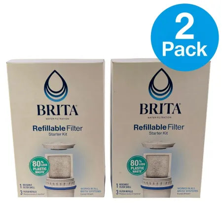 Brita Refillable Water Filter Starter Kit 2 Pack with replacement filters
